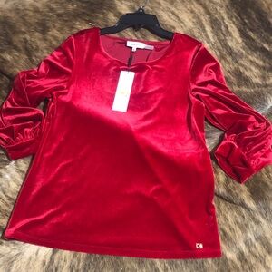Calvin Klein velvet blouse in small NWT